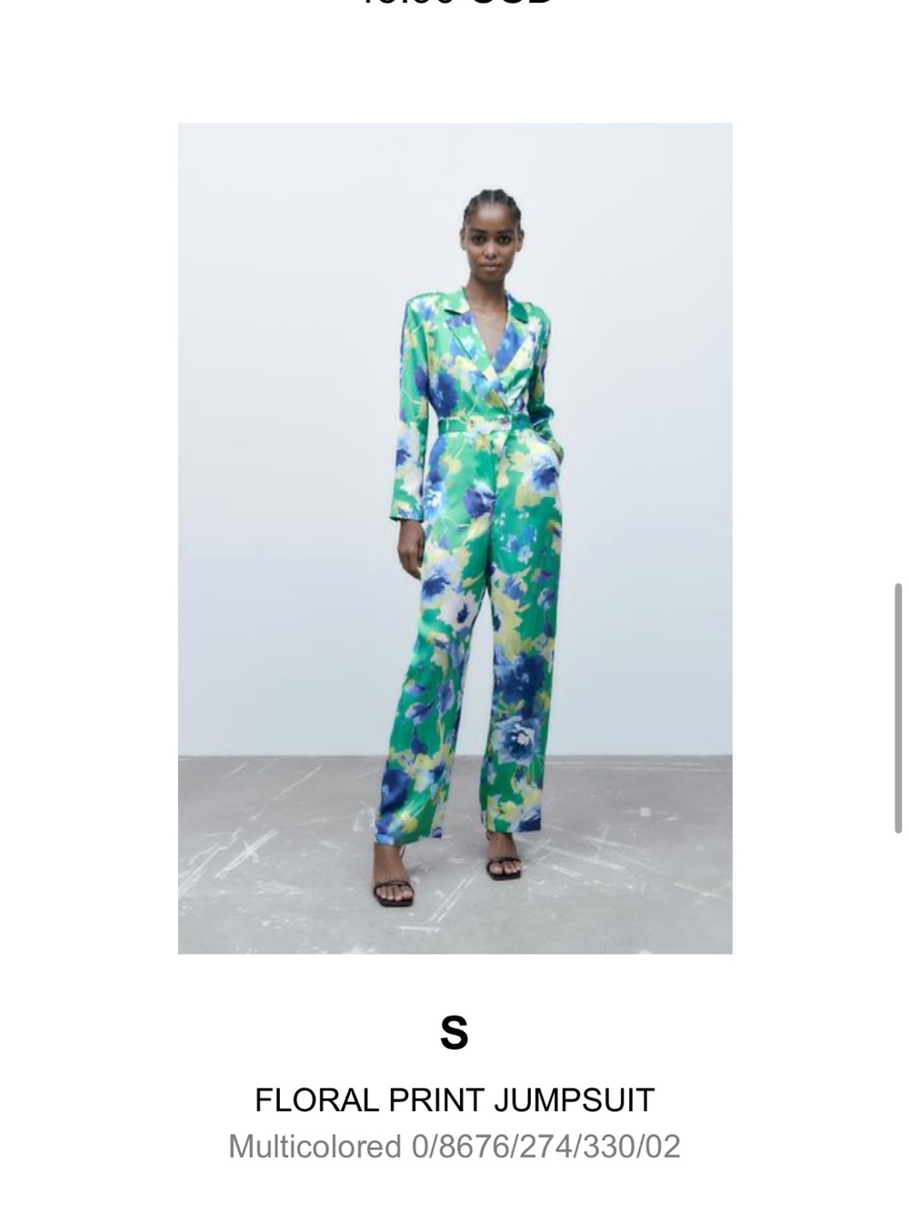 Zara Green Blue Floral Blazer Jumpsuit